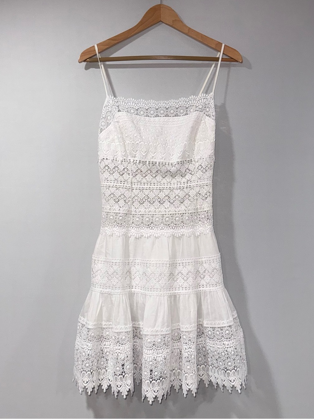 Charo Ruiz White Lace Mini Dress with Spaghetti Straps